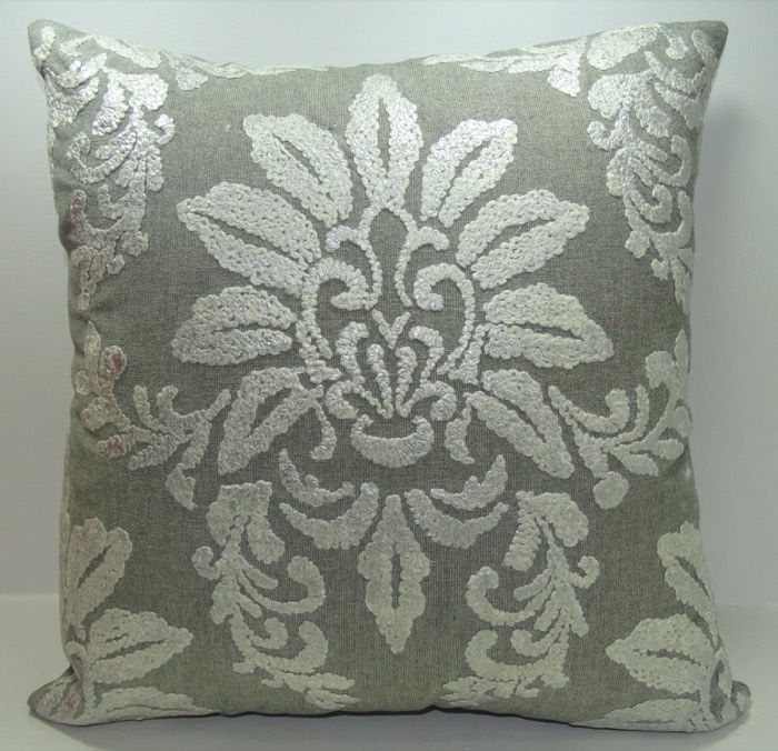 Metallic floral cushion